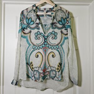 Anthropologie Konrad + Joseph Dapple Sea Sheer Blouse Size Small